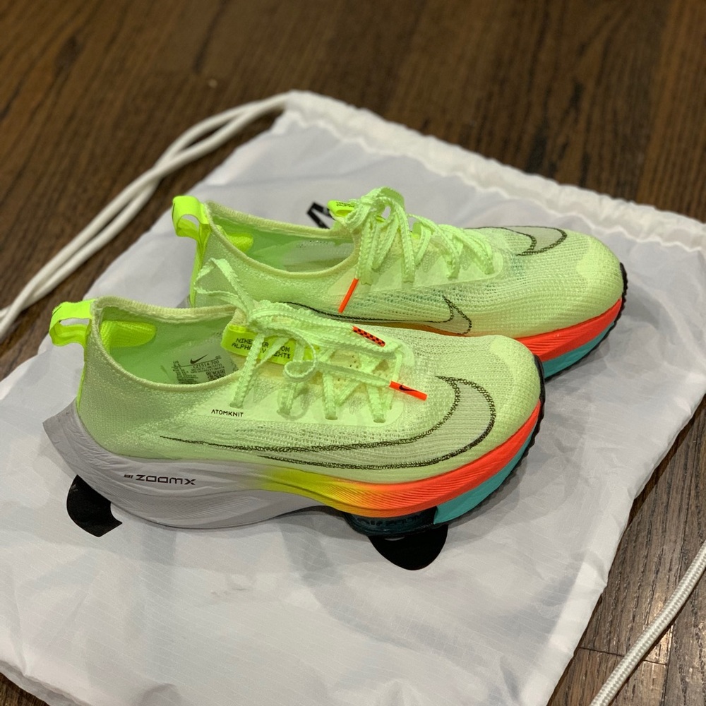 New Nike Air Zoom Alphafly Next% Barely Volt/Black-Hyper Orange Women’s US 5.5